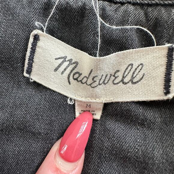 Madewell charcoal gray long sleeve half-button top size M - Picture 6 of 10